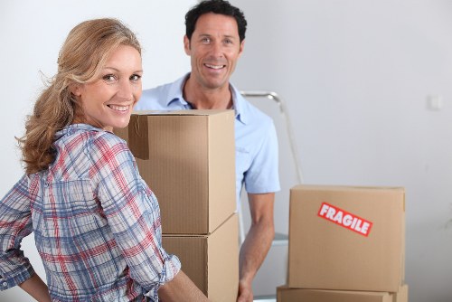 Packed boxes ready for a local move in Gospel Oak